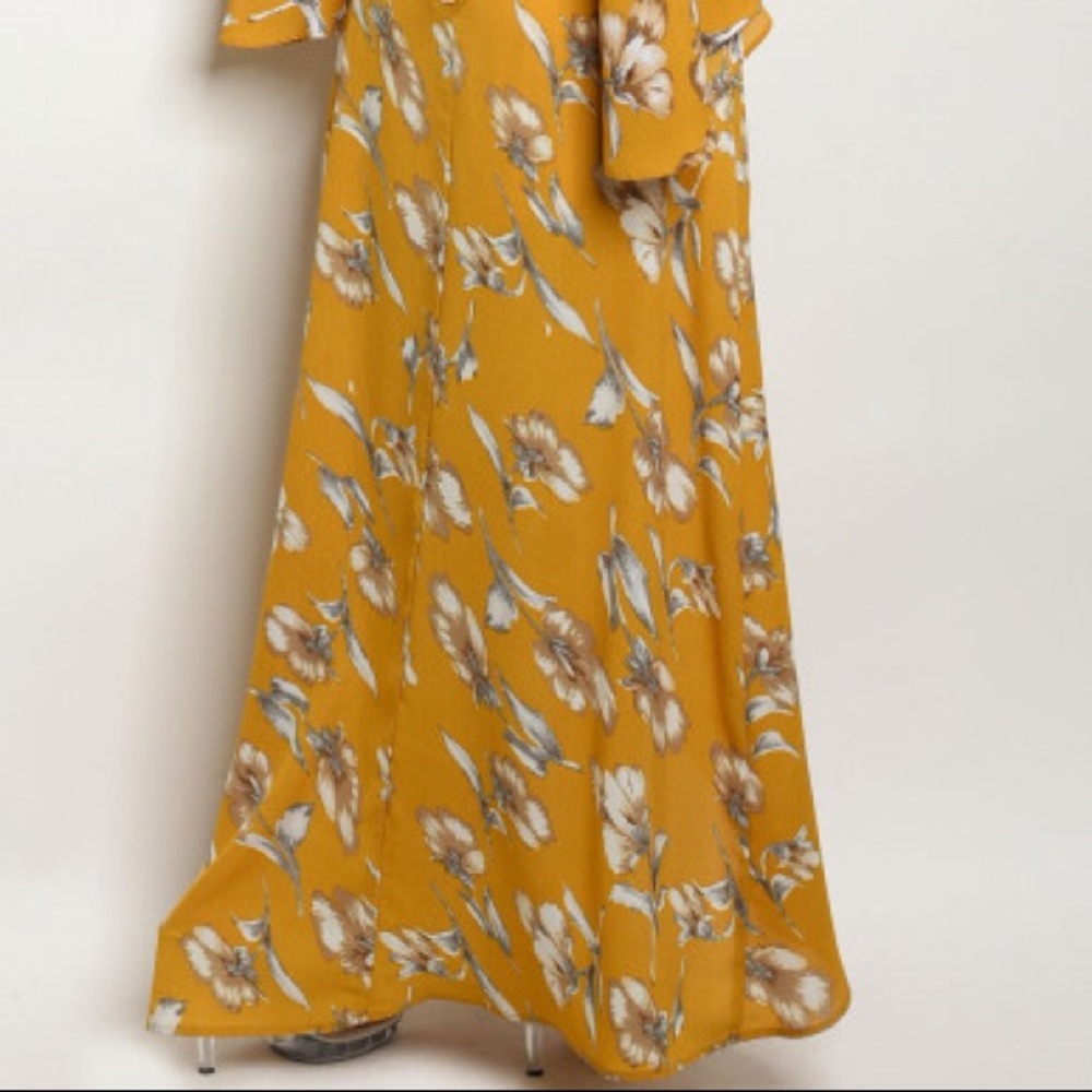 Mustard Gray Floral Crop Top & Skirt - Picture 7 of 7